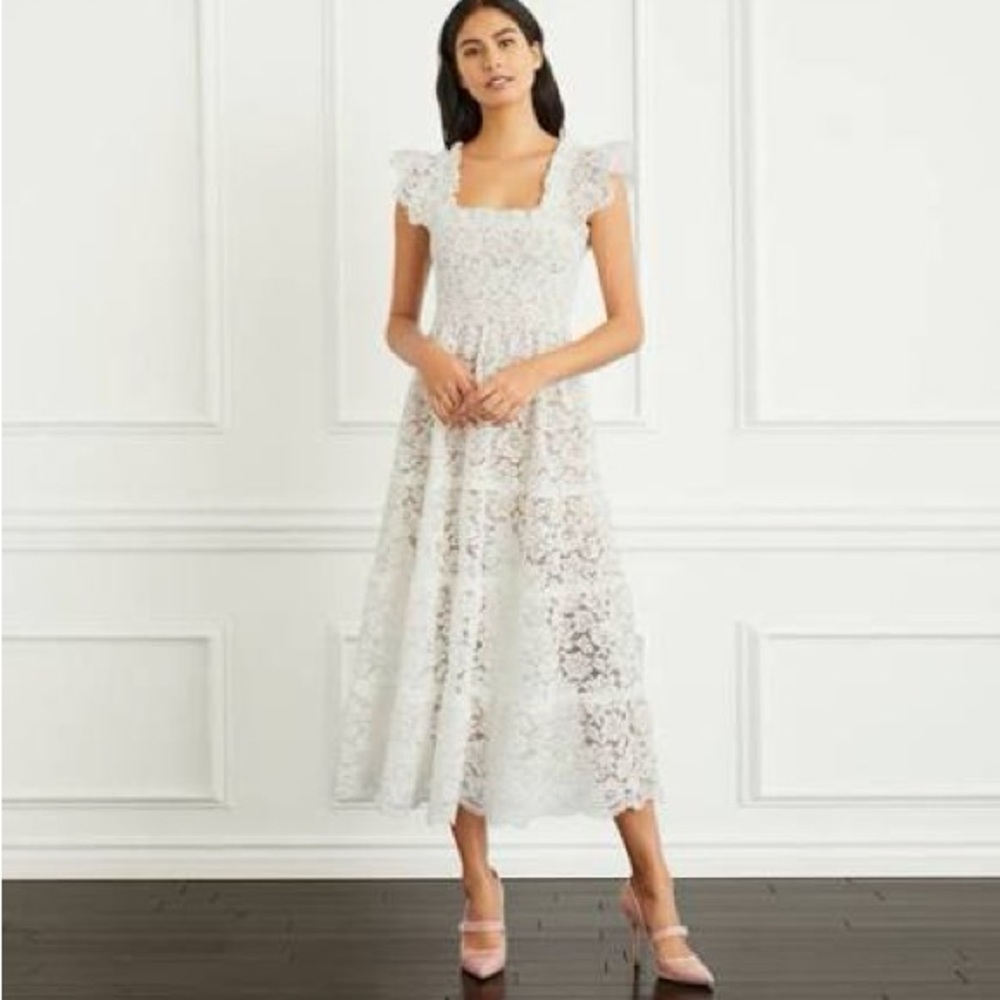 Hill House Cream Lace Midi Dress
